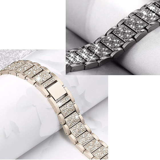 Microsonic Apple Watch SE 2022 44mm Metal Dressy Jewelry Kordon Siyah