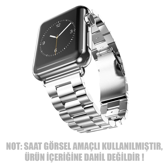 Microsonic Apple Watch SE 2022 44mm Metal Stainless Steel Kordon Gümüş