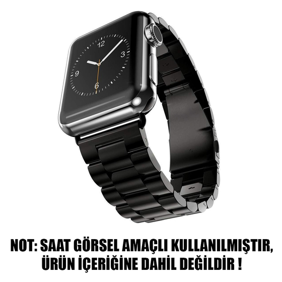 Microsonic Apple Watch SE 2022 44mm Metal Stainless Steel Kordon Siyah