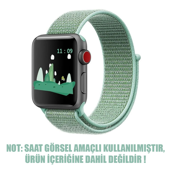 Microsonic Apple Watch SE 40mm Hasırlı Kordon Woven Sport Loop Yeşil