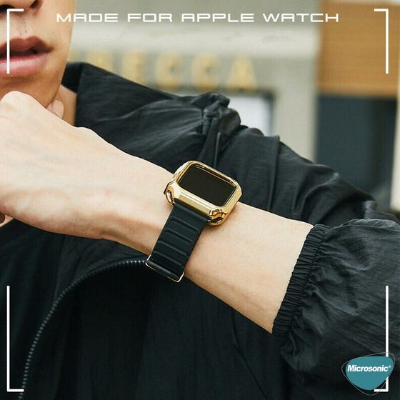 Microsonic Apple Watch SE 40mm Kordon Fullbody Quadra Resist Siyah Gümüş