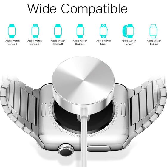 Microsonic Apple Watch SE 40mm Masaüstü Manyetik Hızlı Şarj Aygıtı - Type-C Kablosu Beyaz