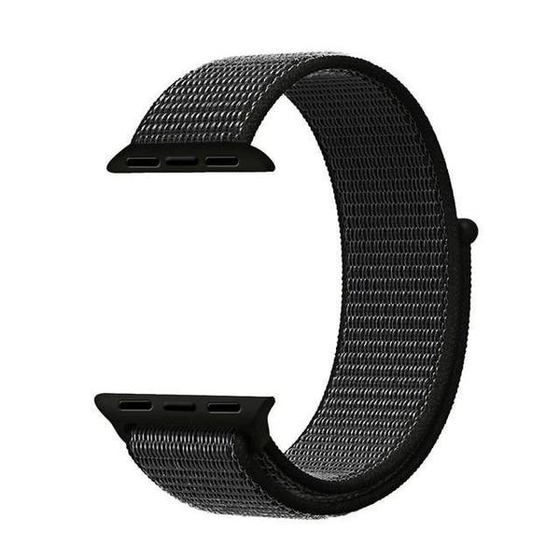 Microsonic Apple Watch SE 44mm Hasırlı Kordon Woven Sport Loop Siyah