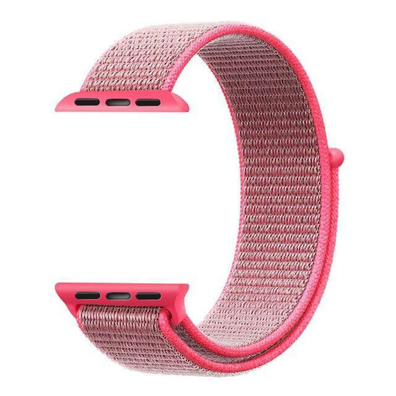 Microsonic Apple Watch Series 1 38mm Hasırlı Kordon Woven Sport Loop Hot Pink
