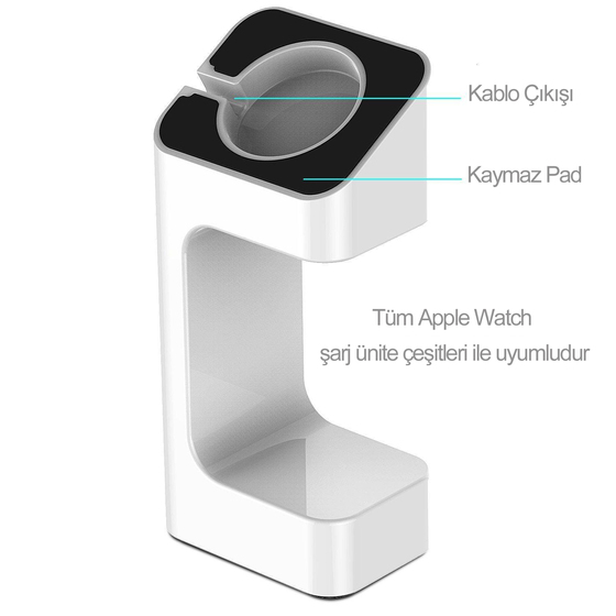 Microsonic Apple Watch Series 1 38mm Masaüstü Şarj Standı Dock Beyaz