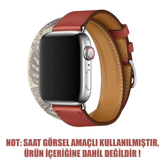 Microsonic Apple Watch Series 1 42mm Swift Leather Double Tour Strap Turuncu