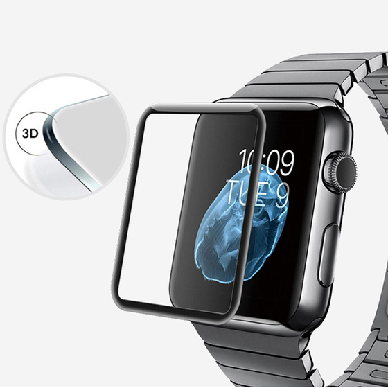 Microsonic Apple Watch Series 2 38mm 3D Kavisli Temperli Cam Full Ekran koruyucu Kırılmaz Film Siyah