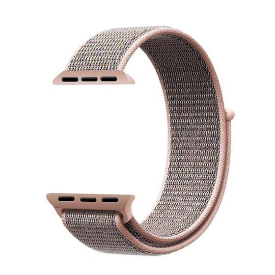 Microsonic Apple Watch Series 2 38mm Hasırlı Kordon Woven Sport Loop Pink Sand