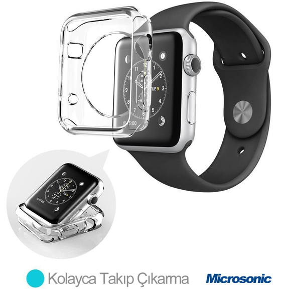 Microsonic Apple Watch Series 3 42mm Kılıf Clear Soft Şeffaf