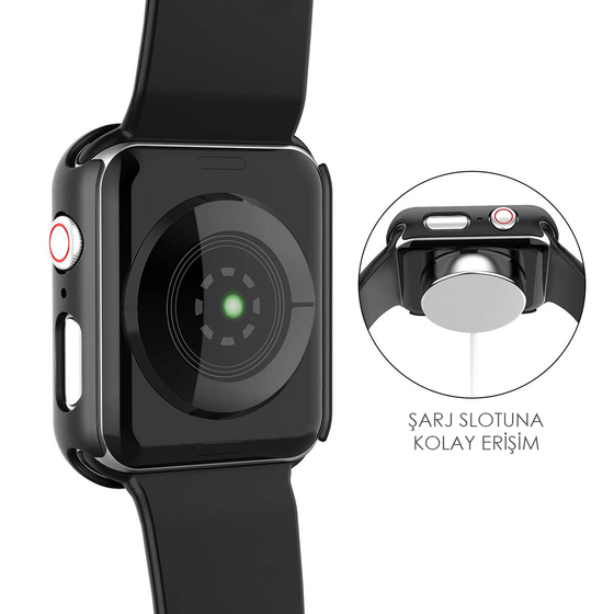 Microsonic Apple Watch Series 3 42mm Kılıf Matte Premium Slim WatchBand Siyah