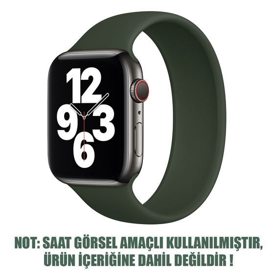 Microsonic Apple Watch Series 3 42mm Kordon, (Large Size, 170mm) New Solo Loop Koyu Yeşil