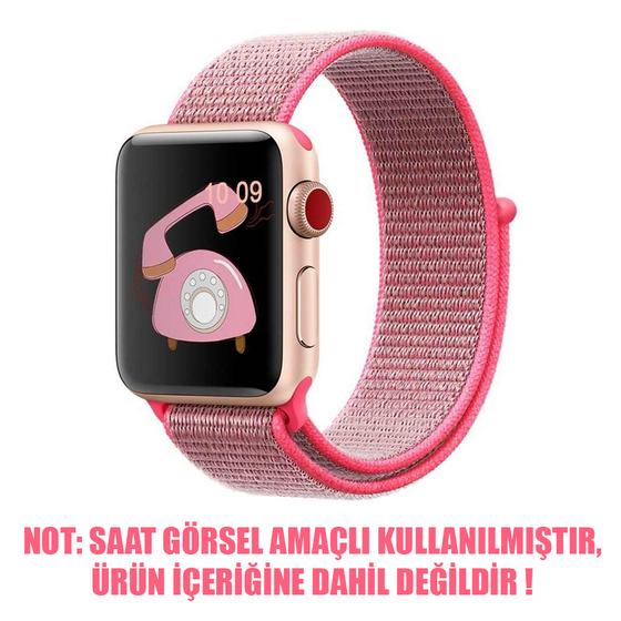 Microsonic Apple Watch Series 4 40mm Hasırlı Kordon Woven Sport Loop Hot Pink