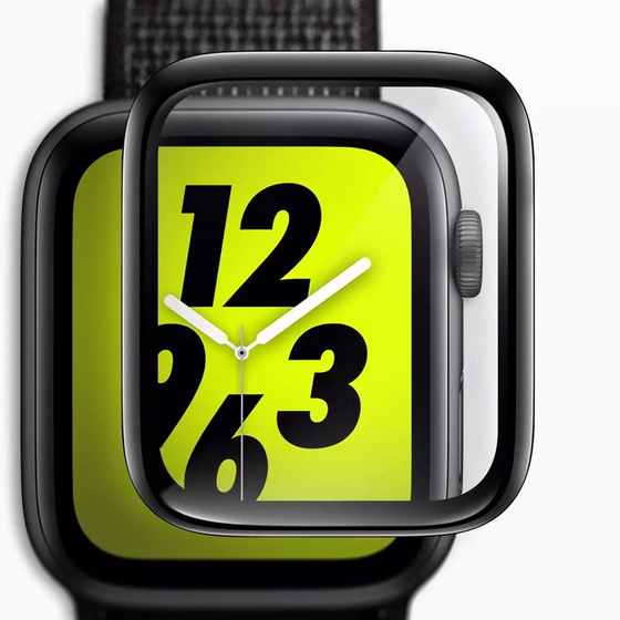 Microsonic Apple Watch Series 4 44mm Tam Kaplayan Temperli Cam Full Ekran koruyucu Siyah