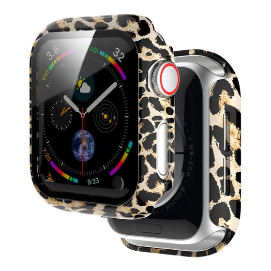 Microsonic Apple Watch Series 6 40mm Kılıf Hard Full Protective Cover Bumper Leopard