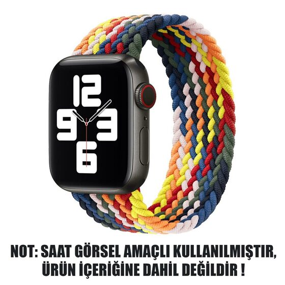 Microsonic Apple Watch Series 6 40mm Kordon, (Large Size, 160mm) Braided Solo Loop Band Multi Color