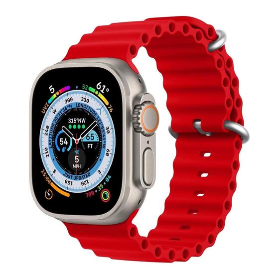 Microsonic Apple Watch Series 6 40mm Kordon Ocean Band Kırmızı