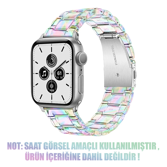 Microsonic Apple Watch Series 7 41mm Kordon Stainless Transparent Clear Çok Renkli