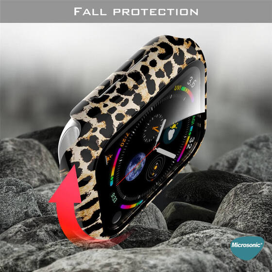 Microsonic Apple Watch Series 8 45mm Kılıf Hard Full Protective Cover Bumper Leopard