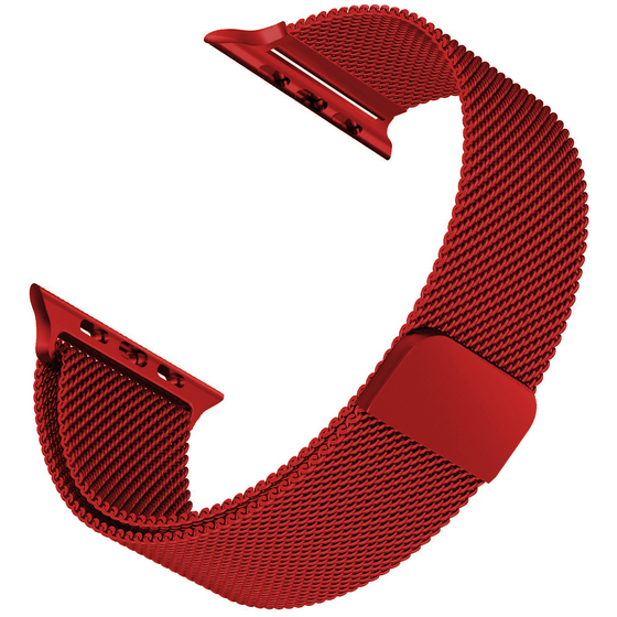 Microsonic Apple Watch Series 9 41mm Milanese Loop Kordon Koyu Kırmızı