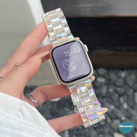 Microsonic Apple Watch Ultra 2 Kordon Stainless Transparent Clear Çok Renkli