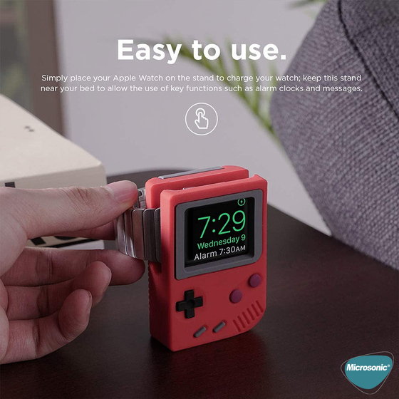 Microsonic Apple Watch Ultra 2 Masaüstü Şarj Standı Gameboy Kırmızı