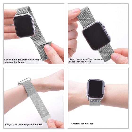 Microsonic Apple Watch Ultra 2 Milanese Loop Kordon Gümüş