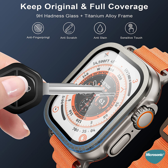 Microsonic Apple Watch Ultra 2 Tam Kaplayan Cam Ekran Koruyucu V2 Gümüş