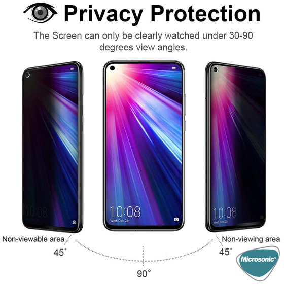 Microsonic Huawei Honor 20 Privacy 5D Gizlilik Filtreli Cam Ekran Koruyucu Siyah