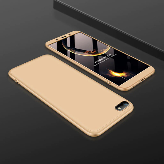 Microsonic Huawei Honor 7S Kılıf Double Dip 360 Protective Gold