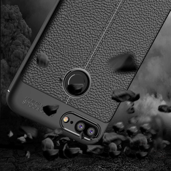 Microsonic Huawei Honor 9 Lite Kılıf Deri Dokulu Silikon Siyah