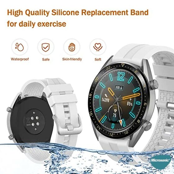 Microsonic Huawei Honor Magic Watch 2 46mm Kordon, Silicone RapidBands Mavi