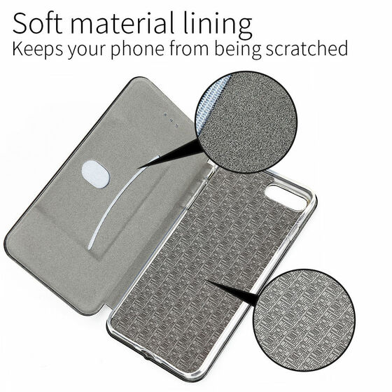 Microsonic Huawei Mate 10 Lite Kılıf Ultra Slim Leather Design Flip Cover Gümüş