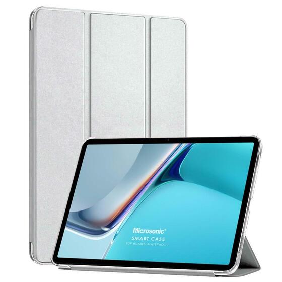Microsonic Huawei MatePad 11 Kılıf Slim Translucent Back Smart Cover Gümüş