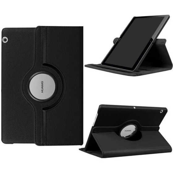 Microsonic Huawei MediaPad T3 10'' Kılıf 360 Rotating Stand Deri Siyah