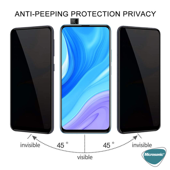 Microsonic Huawei P Smart Pro Privacy 5D Gizlilik Filtreli Cam Ekran Koruyucu Siyah