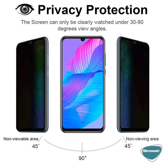 Microsonic Huawei P Smart S Privacy 5D Gizlilik Filtreli Cam Ekran Koruyucu Siyah