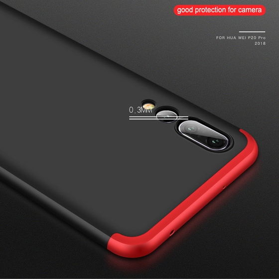 Microsonic Huawei P20 Pro Kılıf Double Dip 360 Protective Siyah Kırmızı
