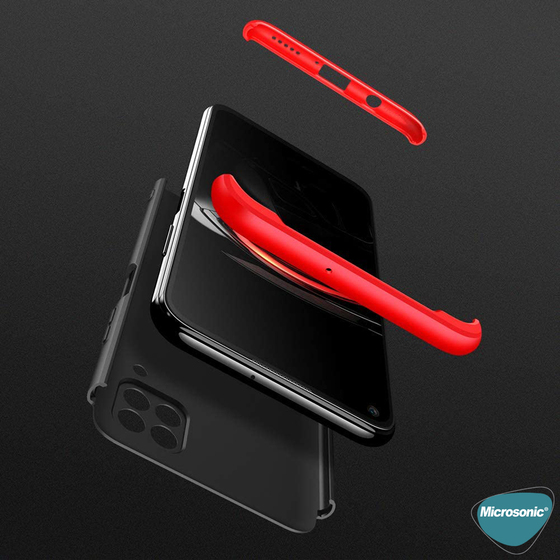Microsonic Huawei P40 Lite Kılıf Double Dip 360 Protective Siyah Kırmızı
