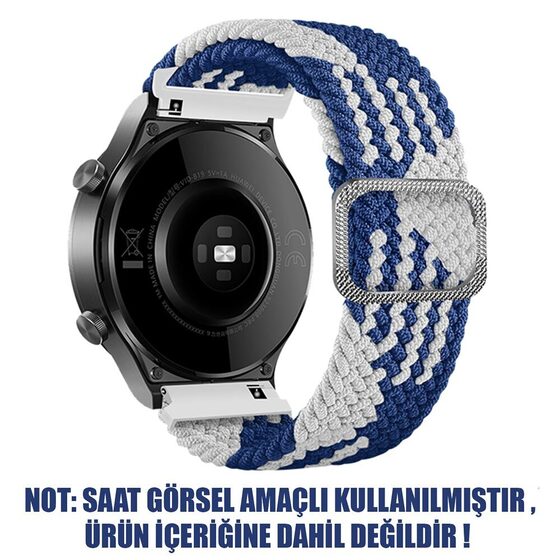 Microsonic Huawei Watch 3 Kordon Braided Loop Band Mavi Beyaz