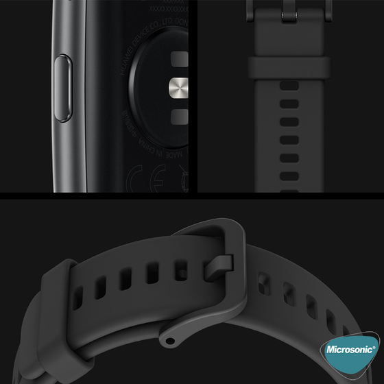 Microsonic Huawei Watch Fit Kordon, Silicone Sport Band Gri