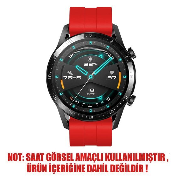 Microsonic Huawei Watch GT2 46mm Kordon, Silicone RapidBands Kırmızı