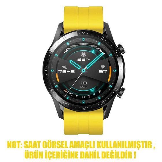 Microsonic Huawei Watch GT2 46mm Kordon, Silicone RapidBands Sarı
