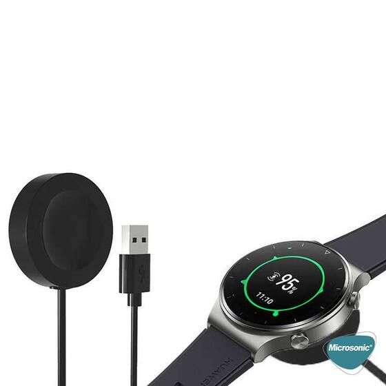 Microsonic Huawei Watch GT3 42mm Manyetik USB Şarj Kablosu Siyah