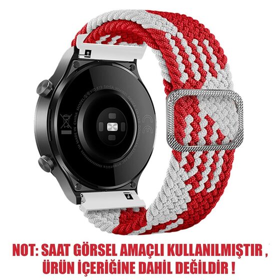 Microsonic Huawei Watch GT3 46mm Kordon Braided Loop Band Kırmızı Beyaz