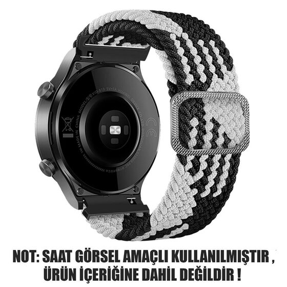 Microsonic Huawei Watch GT3 46mm Kordon Braided Loop Band Siyah Beyaz