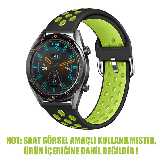 Microsonic Huawei Watch GT3 46mm Rainbow Sport Band Kordon Siyah Yeşil