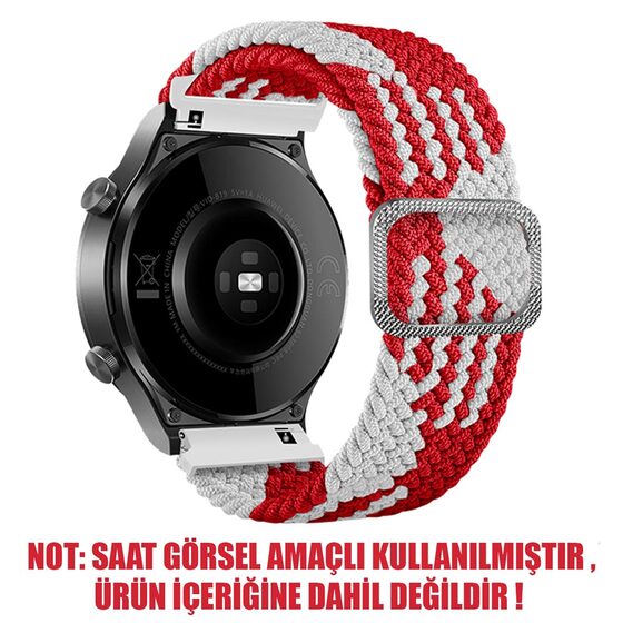 Microsonic Huawei Watch GT4 46mm Kordon Braided Loop Band Kırmızı Beyaz