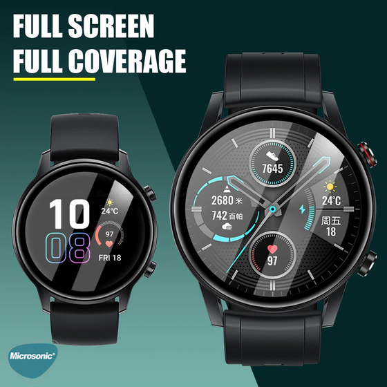 Microsonic Huawei Watch GT4 46mm Tam Kaplayan Temperli Cam Full Ekran Koruyucu Siyah