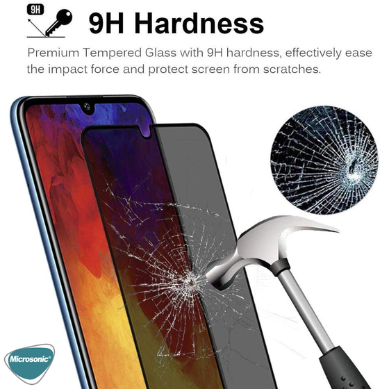 Microsonic Huawei Y6 2019 Privacy 5D Gizlilik Filtreli Cam Ekran Koruyucu Siyah