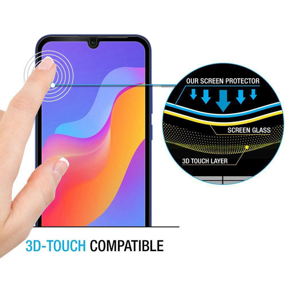 Microsonic Huawei Y6s 2019 Tam Kaplayan Temperli Cam Ekran Koruyucu Siyah